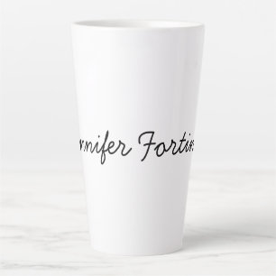 Calligraphy Elegant Black & White Plain Simple Latte Mug