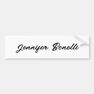 Calligraphy Elegant Black White Plain Simple Name Bumper Sticker
