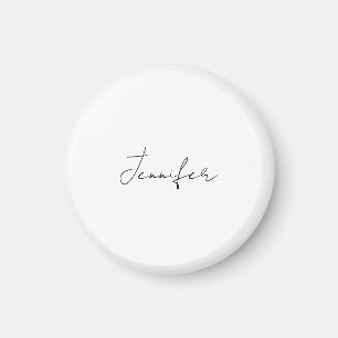 Calligraphy Elegant Black White Plain Simple Name Magnet