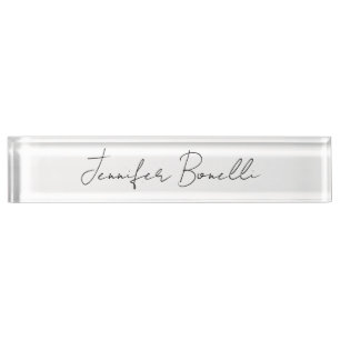 Calligraphy Elegant Black White Plain Simple Name Nameplate