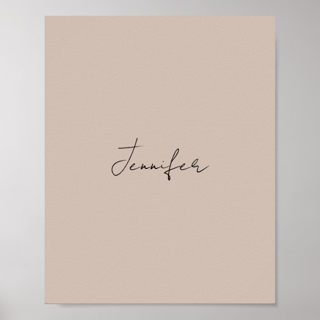 Calligraphy Elegant Black White Plain Simple Name Poster (Front)