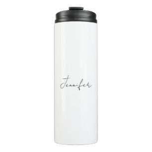 Calligraphy Elegant Black White Plain Simple Name Thermal Tumbler