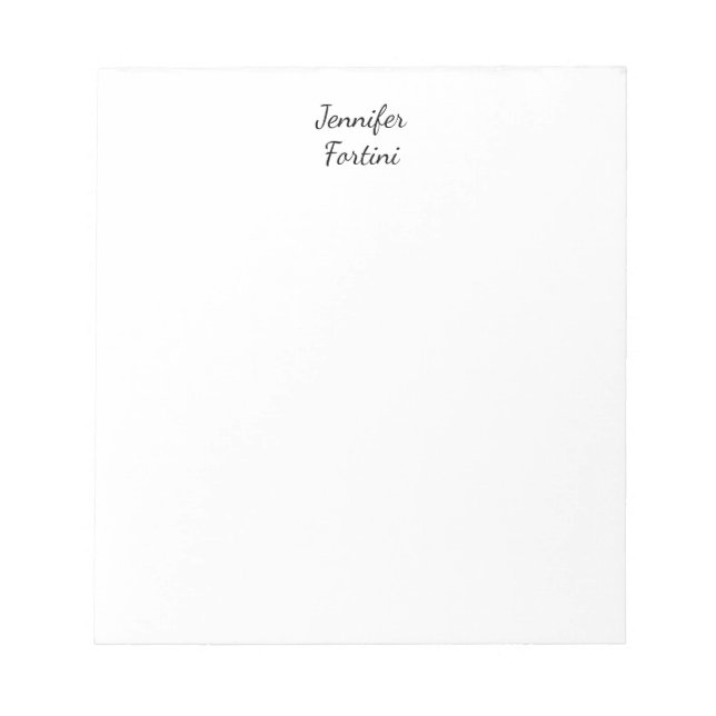 Calligraphy Elegant Black & White Plain Simple Notepad (Front)
