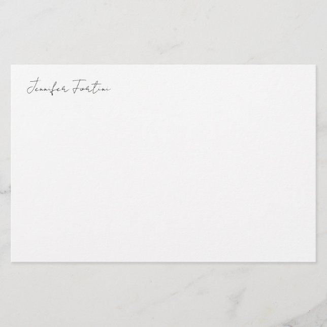 Calligraphy Elegant Black & White Plain Simple Stationery (Front)