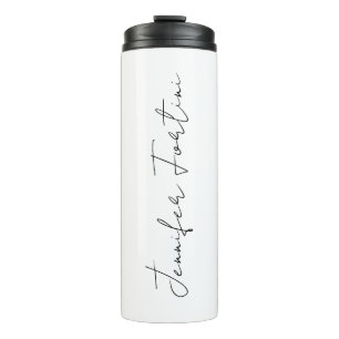 Calligraphy Elegant Black & White Plain Simple Thermal Tumbler