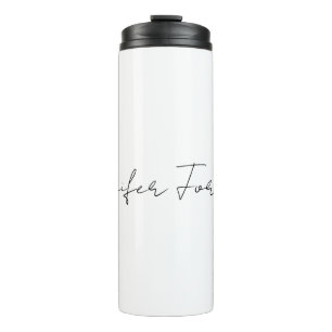 Calligraphy Elegant Black & White Plain Simple Thermal Tumbler