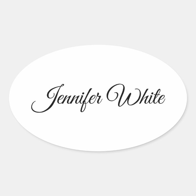 Calligraphy Elegant Black & White Retro Oval Sticker (Front)