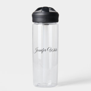 Calligraphy Elegant Black & White Retro Water Bottle