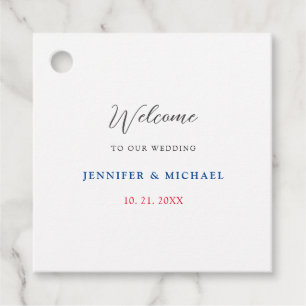 Calligraphy Elegant Black & White Welcome Wedding Favour Tags