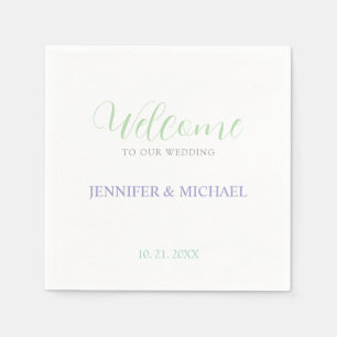 Calligraphy Elegant Black & White Welcome Wedding Napkin