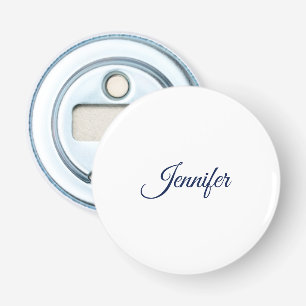 Calligraphy Elegant Blue White Plain Simple Name Bottle Opener