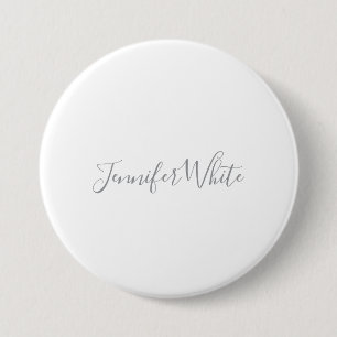 Calligraphy Elegant Bold Retro Gray White Name 7.5 Cm Round Badge
