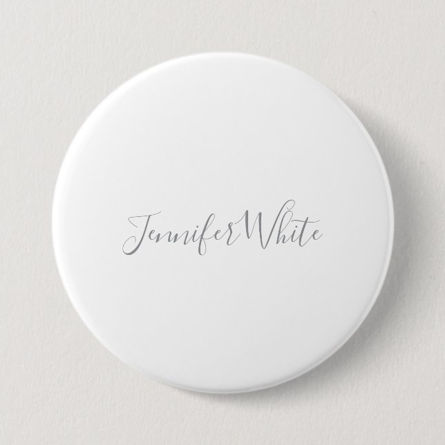 Calligraphy Elegant Bold Retro Grey White Name 7.5 Cm Round Badge (Front)