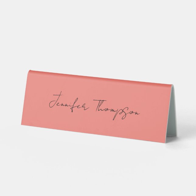 Calligraphy Elegant Coral Pink Plain Simple Name (Front)