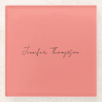 Calligraphy Elegant Coral Pink Plain Simple Name