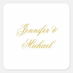 Calligraphy Elegant Custom Editable Name Square Sticker