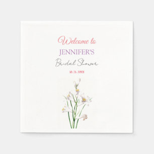 Calligraphy Elegant Floral Welcome Bridal Shower Napkin
