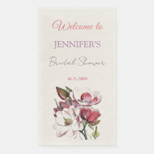 Calligraphy Elegant Floral Welcome Bridal Shower Napkin