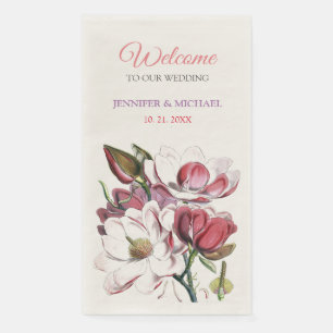 Calligraphy Elegant Floral Welcome Wedding Napkin
