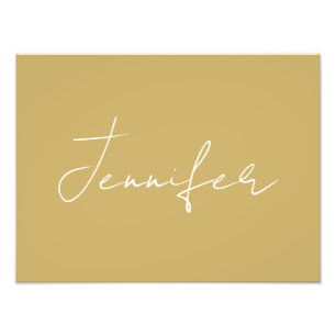 Calligraphy Elegant Gold Colour Plain Simple Name Photo Print
