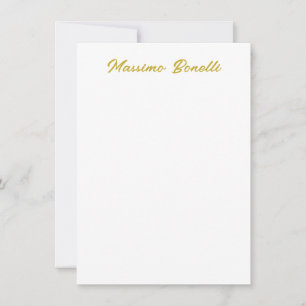 Calligraphy Elegant Gold White Plain Simple Name Card