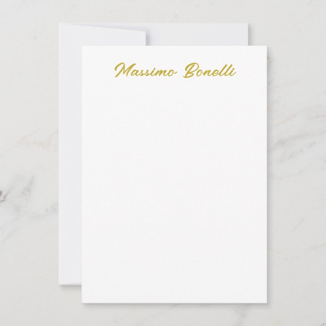 Calligraphy Elegant Gold White Plain Simple Name Card (Front)