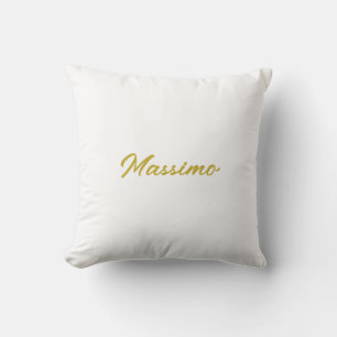 Calligraphy Elegant Gold White Plain Simple Name Cushion