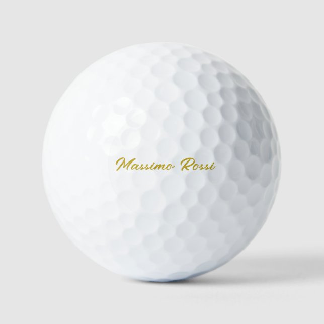 Calligraphy Elegant Gold White Plain Simple Name Golf Balls (Front)