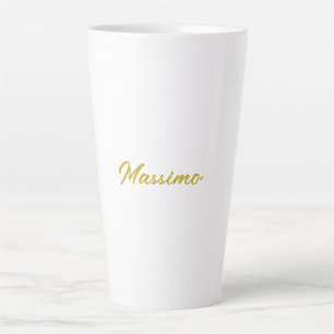 Calligraphy Elegant Gold White Plain Simple Name Latte Mug