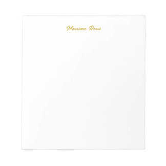 Calligraphy Elegant Gold White Plain Simple Name Notepad