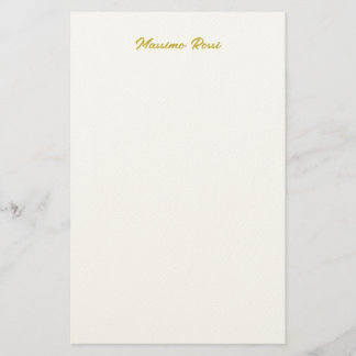 Calligraphy Elegant Gold White Plain Simple Name Stationery