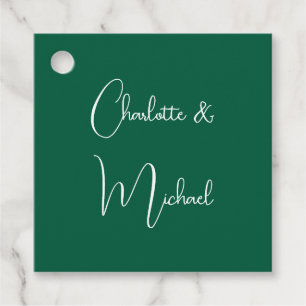 Calligraphy Elegant Green Plain Simple Names Favour Tags