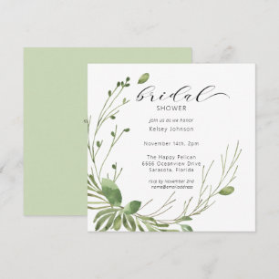 Calligraphy Elegant Greenery Bridal Shower Invitation