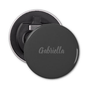 Calligraphy Elegant Grey Plain Simple Name Bottle Opener