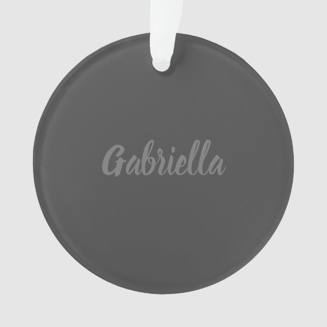 Calligraphy Elegant Grey Plain Simple Name Ornament (Front)