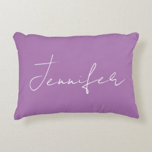 Calligraphy Elegant Lavender Plain Simple Name Decorative Cushion