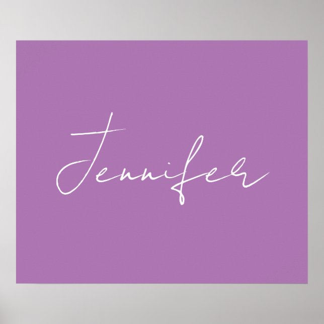 Calligraphy Elegant Lavender Plain Simple Name Poster (Front)