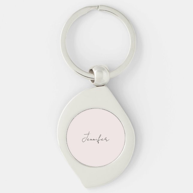 Calligraphy Elegant Pastel Colour Plain Simple Nam Key Ring (Front)
