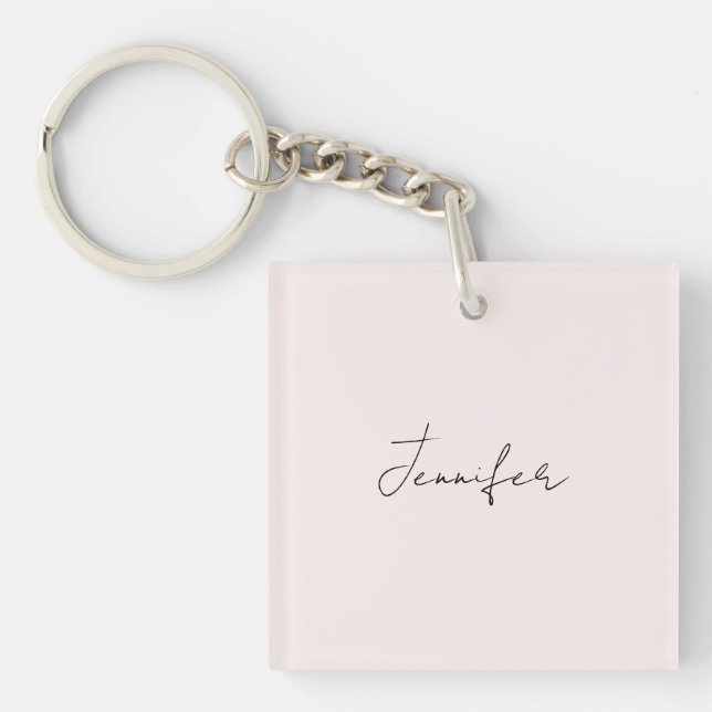 Calligraphy Elegant Pastel Colour Plain Simple Nam Key Ring (Front)