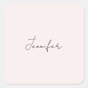 Calligraphy Elegant Pastel Colour Plain Simple Nam Square Sticker