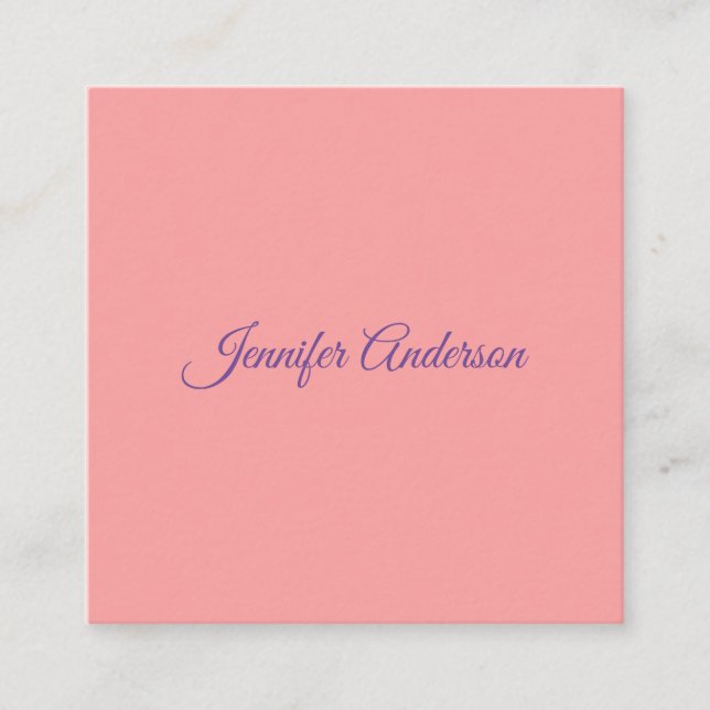 Calligraphy Elegant Pastel Red Personalised Name Enclosure Card (Front)