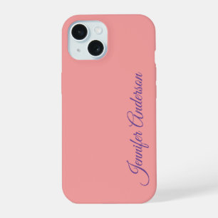 Calligraphy Elegant Pastel Red Personalised Name iPhone 15 Case