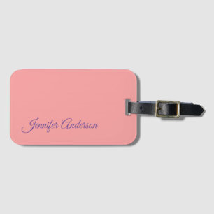 Calligraphy Elegant Pastel Red Personalised Name Luggage Tag