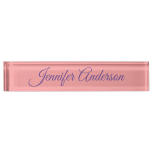Calligraphy Elegant Pastel Red Personalised Name Nameplate