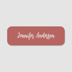 Calligraphy Elegant Personalised Brick Red Name Tag