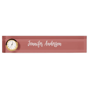 Calligraphy Elegant Personalised Brick Red Nameplate