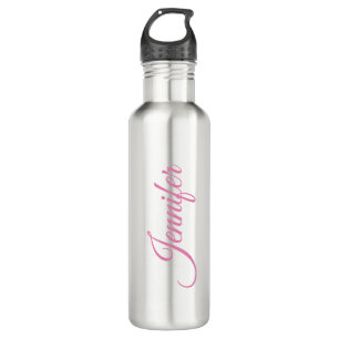Calligraphy Elegant Pink White Custom Name 710 Ml Water Bottle