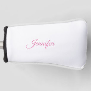Calligraphy Elegant Pink White Custom Name Golf Head Cover