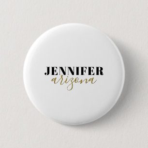 Calligraphy Elegant Plain Add Own Name 6 Cm Round Badge