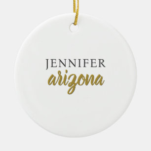 Calligraphy Elegant Plain Add Own Name Ceramic Tree Decoration